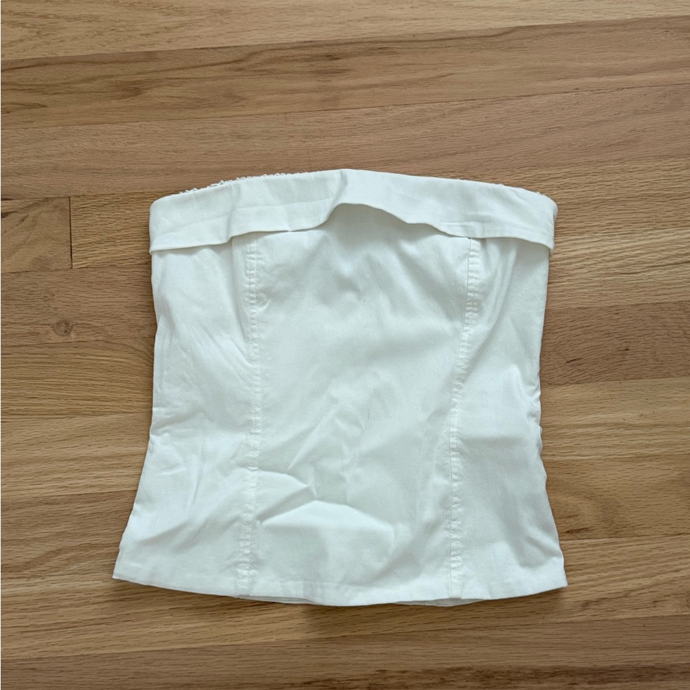 Zara Off-White Strapless Top